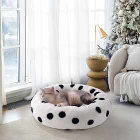 MEWOOFUN Donut Cat Bed For Indoor Cats - 23 Inch Round Washable Pet Bed With Non-Slip Bottom, Plush Fluffy Small Dog Bed For Puppies & Kittens, Black